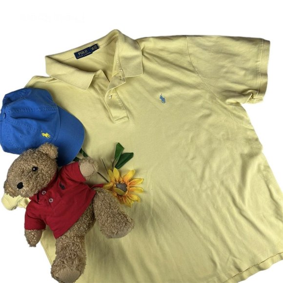 Polo Ralph Lauren Men's 3XB Big Short Sleeve Polo Style Shirt Yellow Pony Cotton - Picture 1 of 9